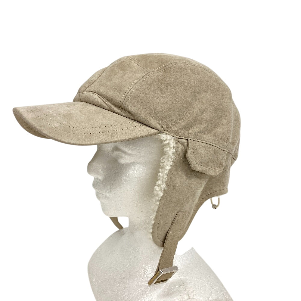 LOUIS VUITTON cap M7247A Sheepskin  Shearling beige Shearing Cashew Flower mens(Unisex) Used Authentic
