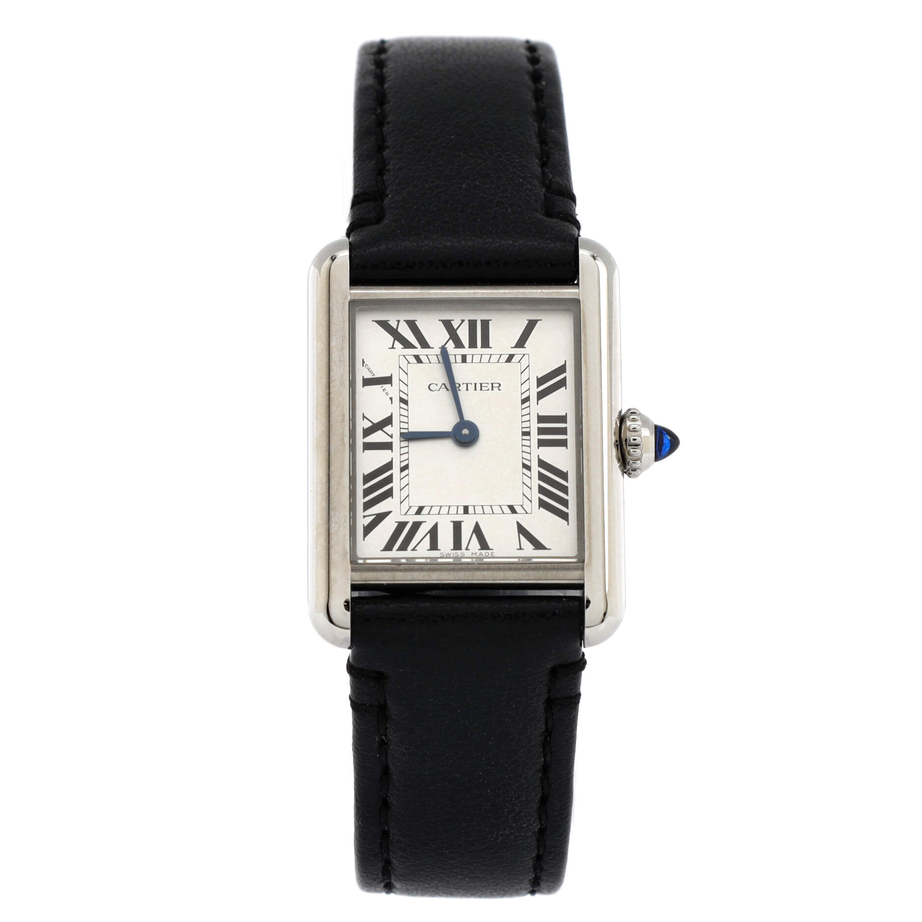 2860 Must de Cartier SolarBeat Tank Quartz Watch Stainless Steel and Leather 22