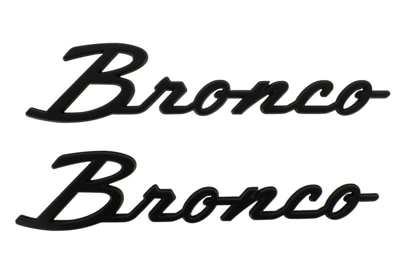 Ford Racing 2021+ Bronco Classic Script Fender Badges   Matte Black (Pair)