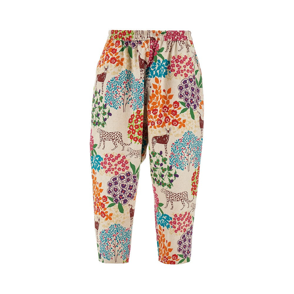 COOPETTEBROS Pantalone in cotone e lino stampato
