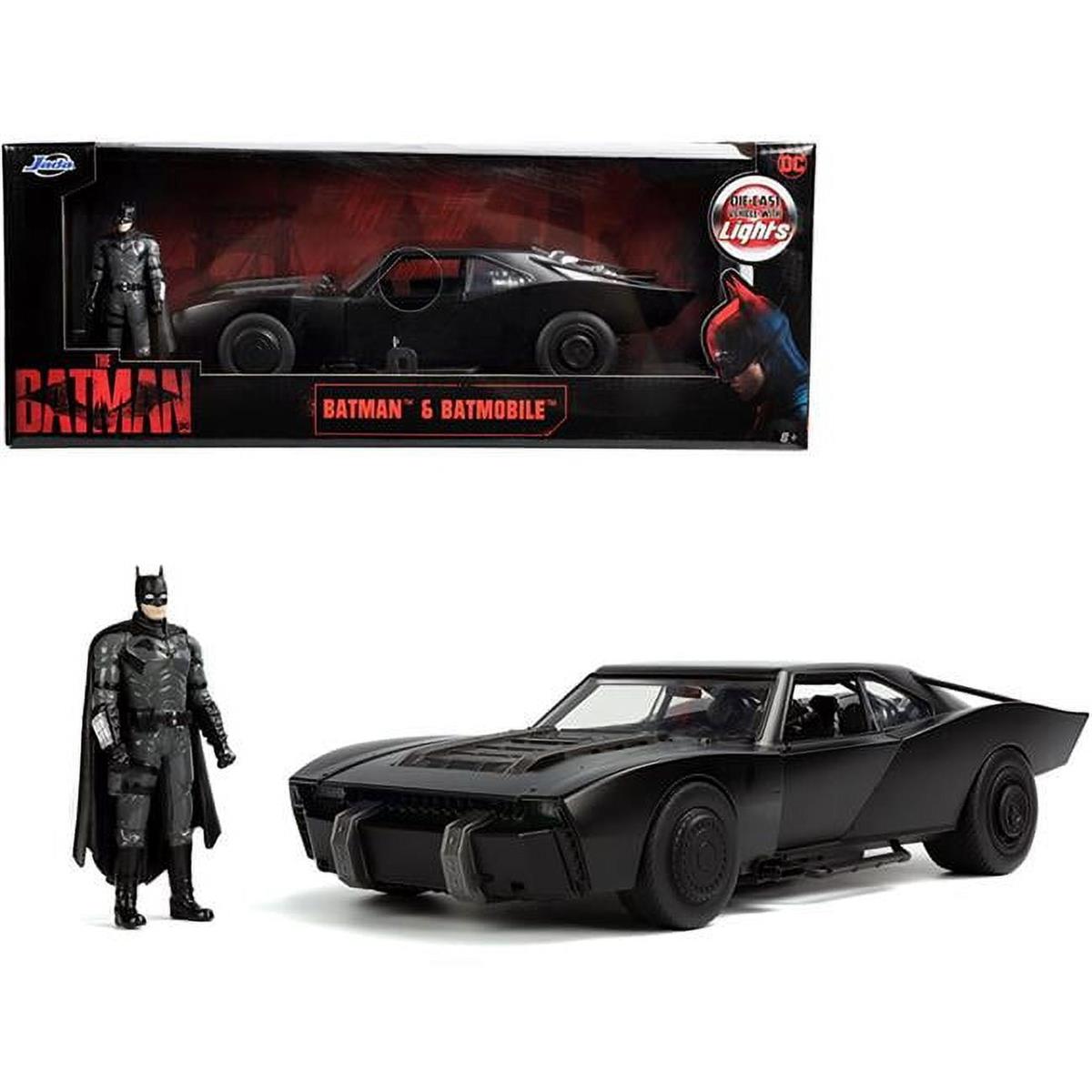 2297 Jada  1 18 Scale Batmobile Matt Black with Lights with Batman Diecast Figurine The Batman Movie DC Comics Model Car