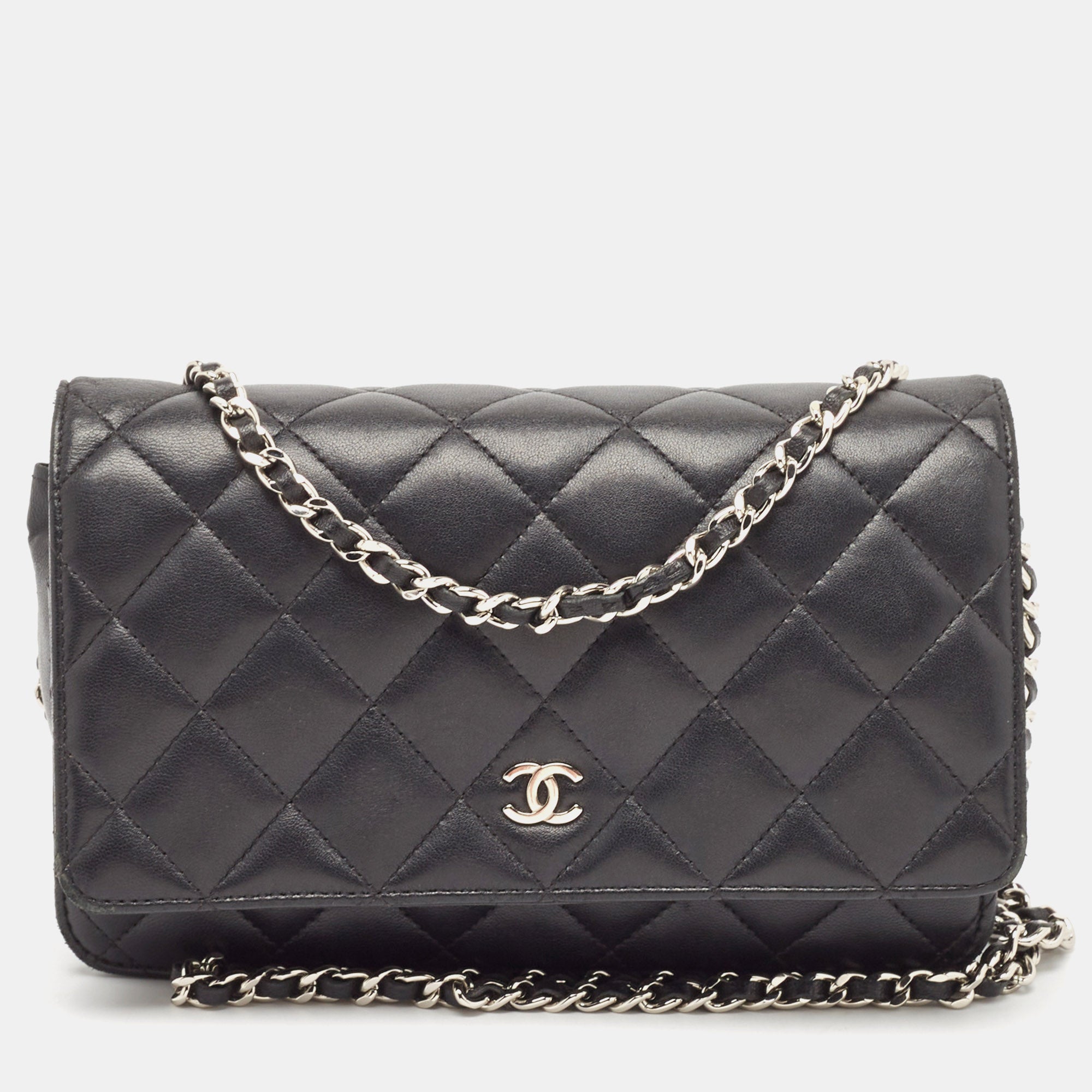 2613 Chanel Black Quilted Leather Cc Wallet On Chain