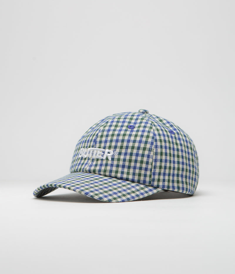 Butter Goods Gingham Cap   Fern   Blue