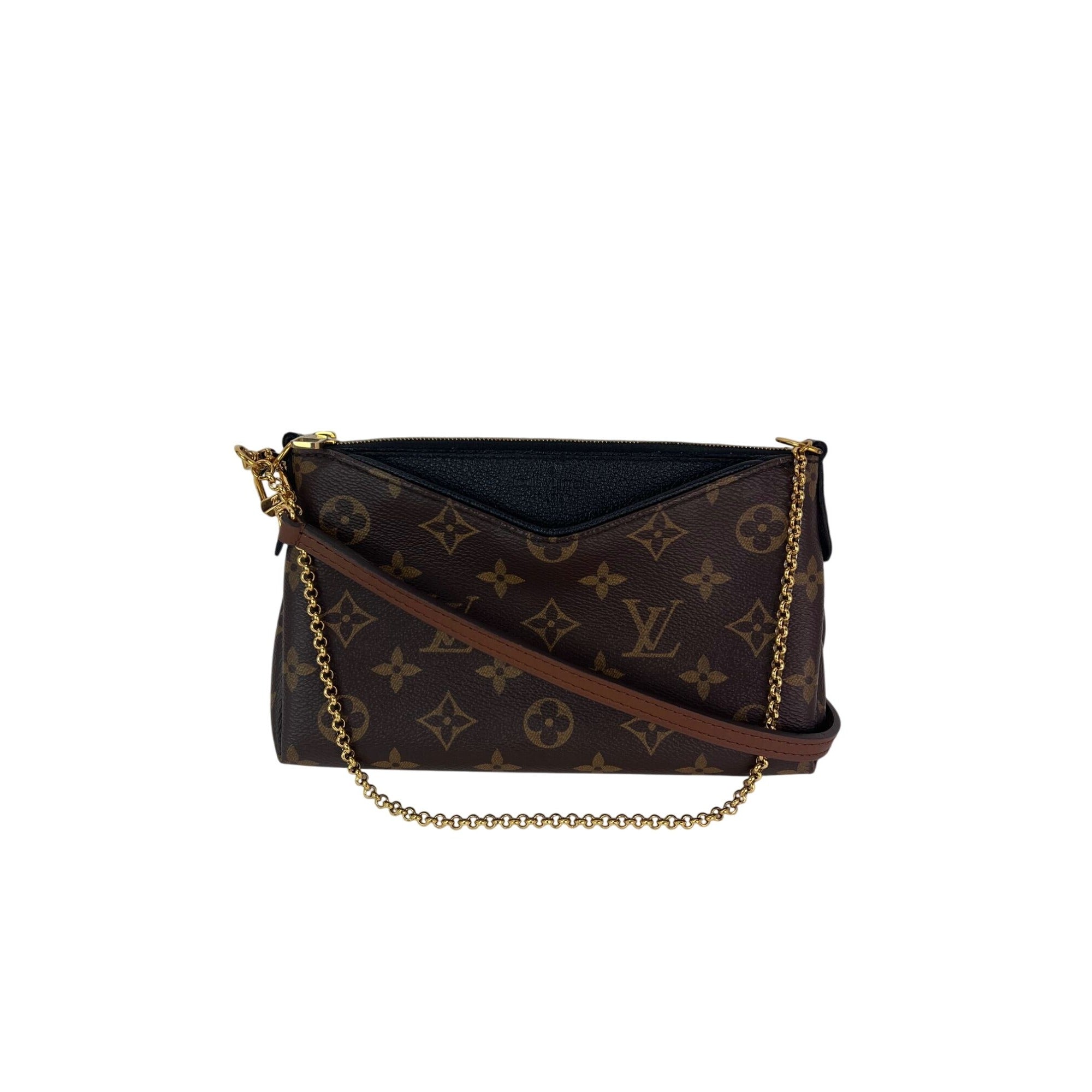 2604 LOUIS VUITTON Pallas Monogram Clutch Noir Shoulder Crossbody Bag