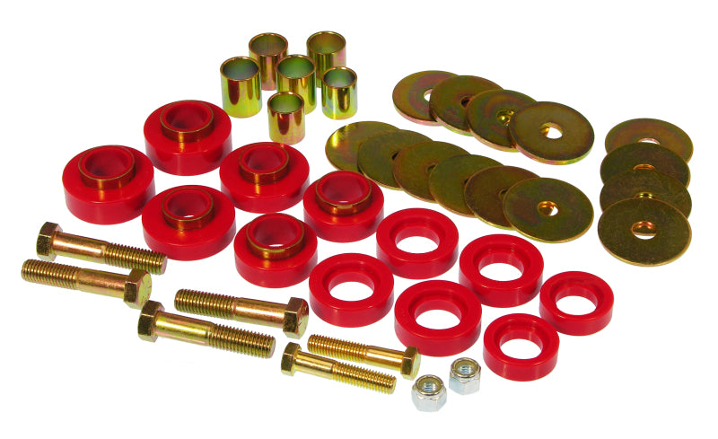 Prothane 67 81 Chevy Camaro Body Mount Kit w/ Hardware   Red