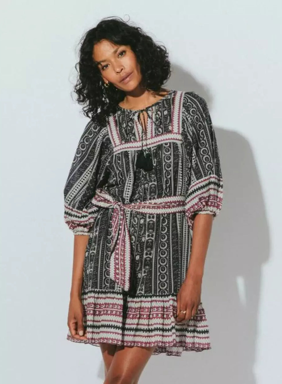 CLEOBELLA Magdalena Mini Dress Stripe Block Print