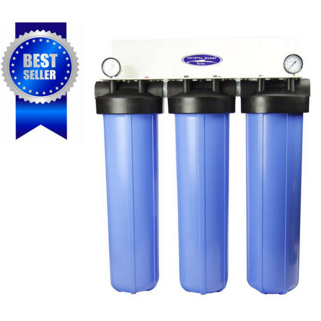 Crystal Quest 6 8 GPM Big Blue Triple Smart Series Compact Whole House Water Filter (CQE WH 01109)