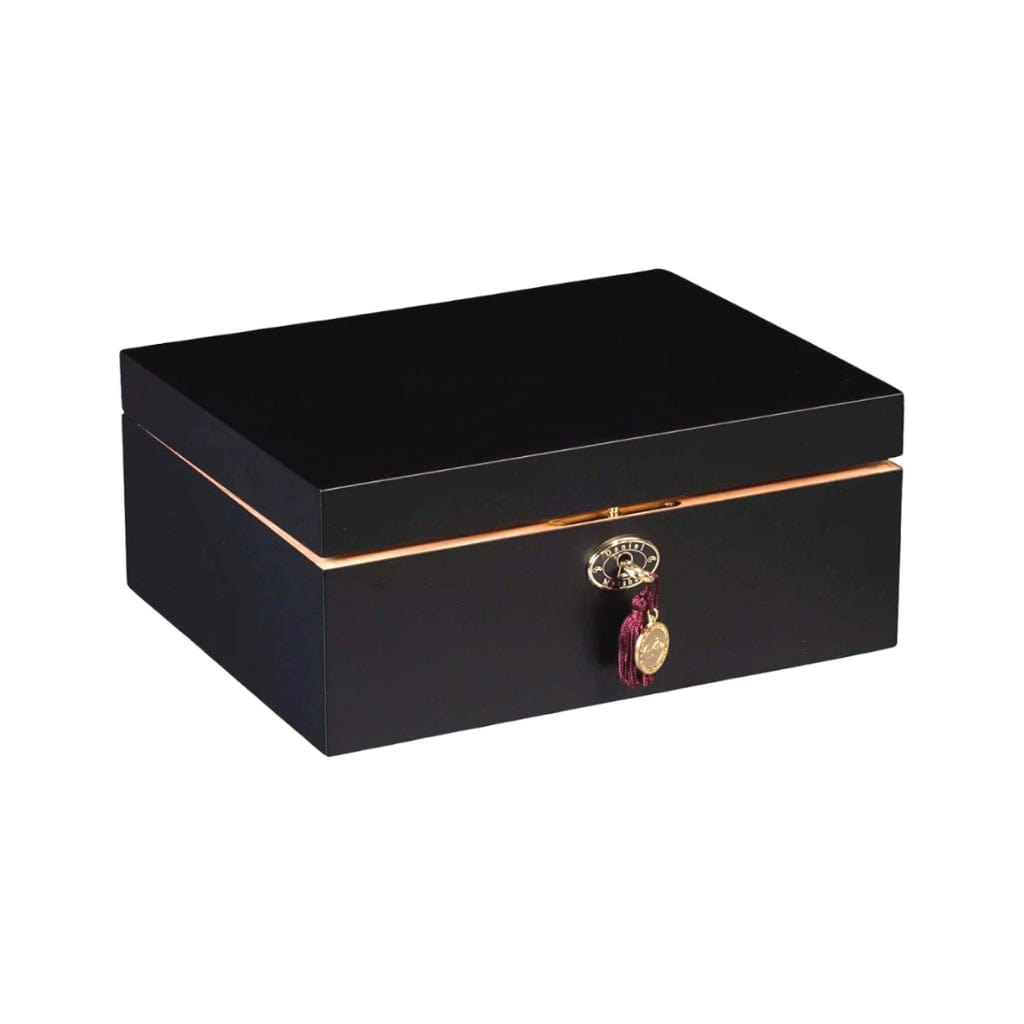 Daniel Marshall Ambiente 65 Cigar Humidor in Black Matte Private Stock 65 Cigar Capacity 24kt Gold Plated Hinges & Locks Spanish Cedar Interior