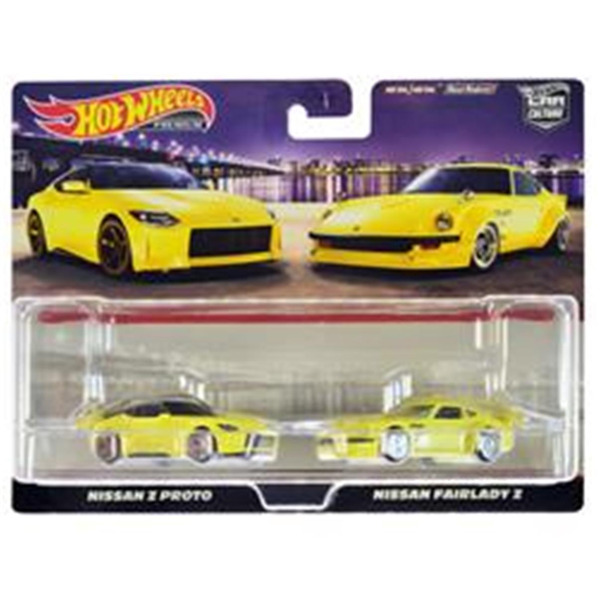 2297 Hotwheels  Nissan Z Proto Yellow with Black Top & Nissan Fairlady Z Culture Diecast Model Car   Set of 2