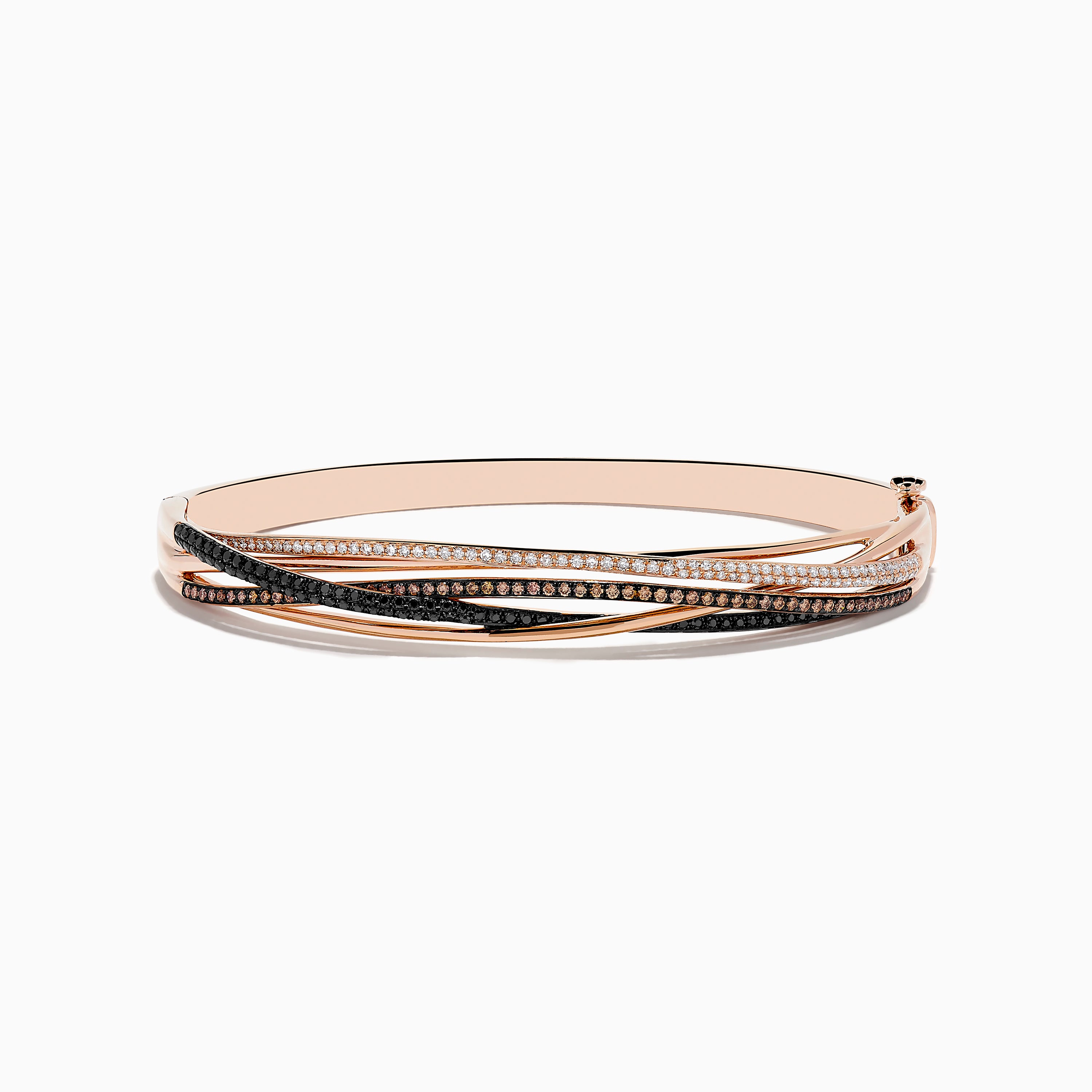 EFFY JEWELRY 14K Rose Gold Black  Espresso and White Diamond Bangle