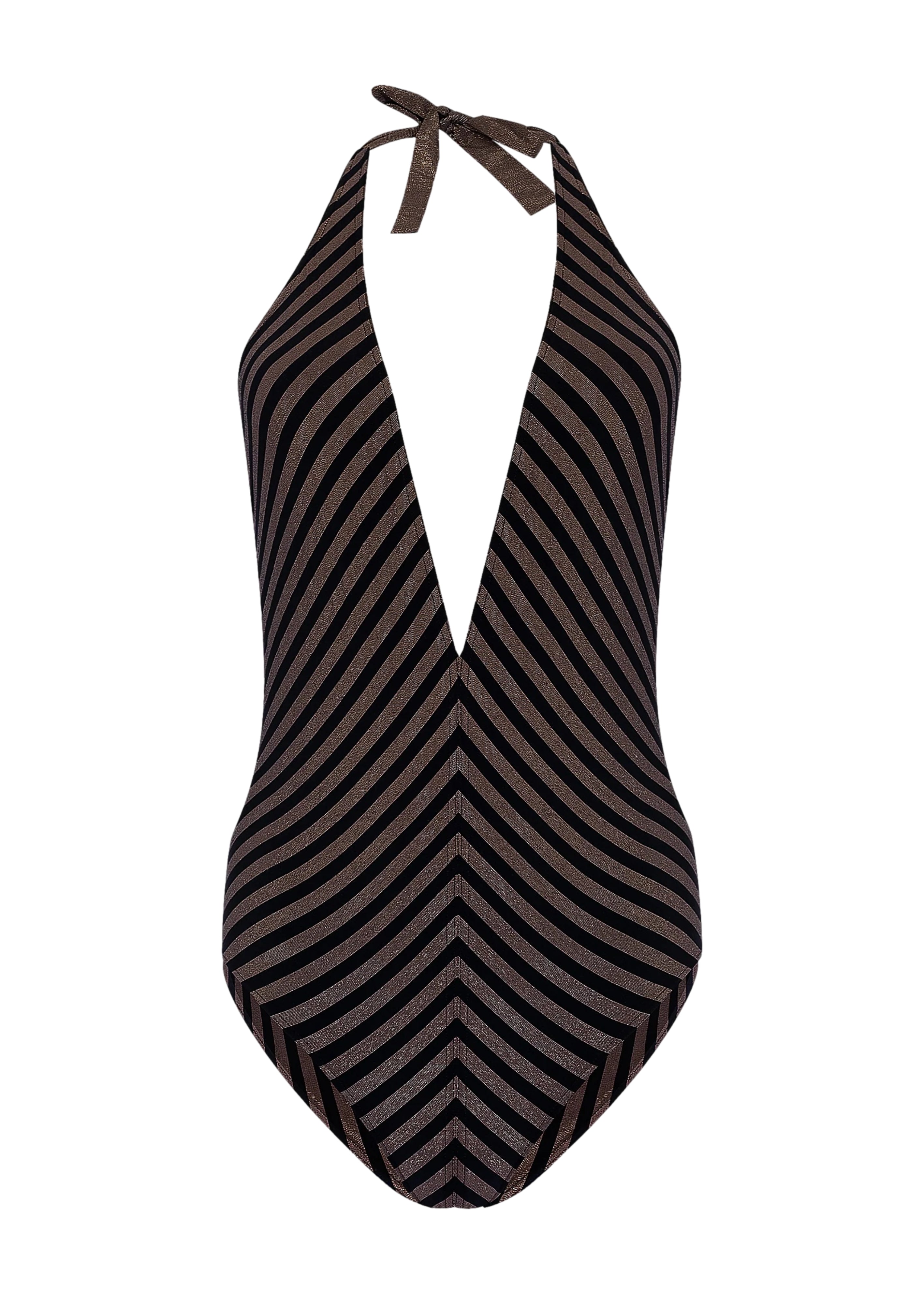 ERES Halter Neck Bathing Suit in Black Gold
