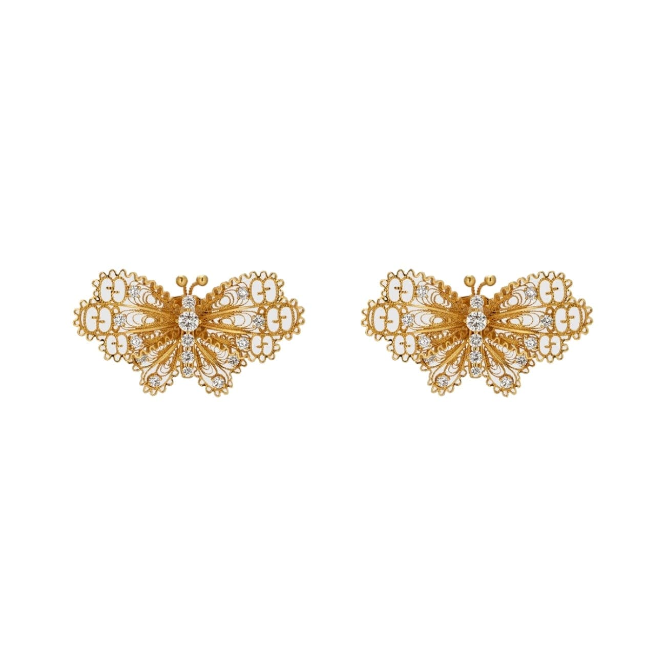 GUCCI Le Marché Des Merveilles 18K Yellow Gold Diamond Butterfly Earrings