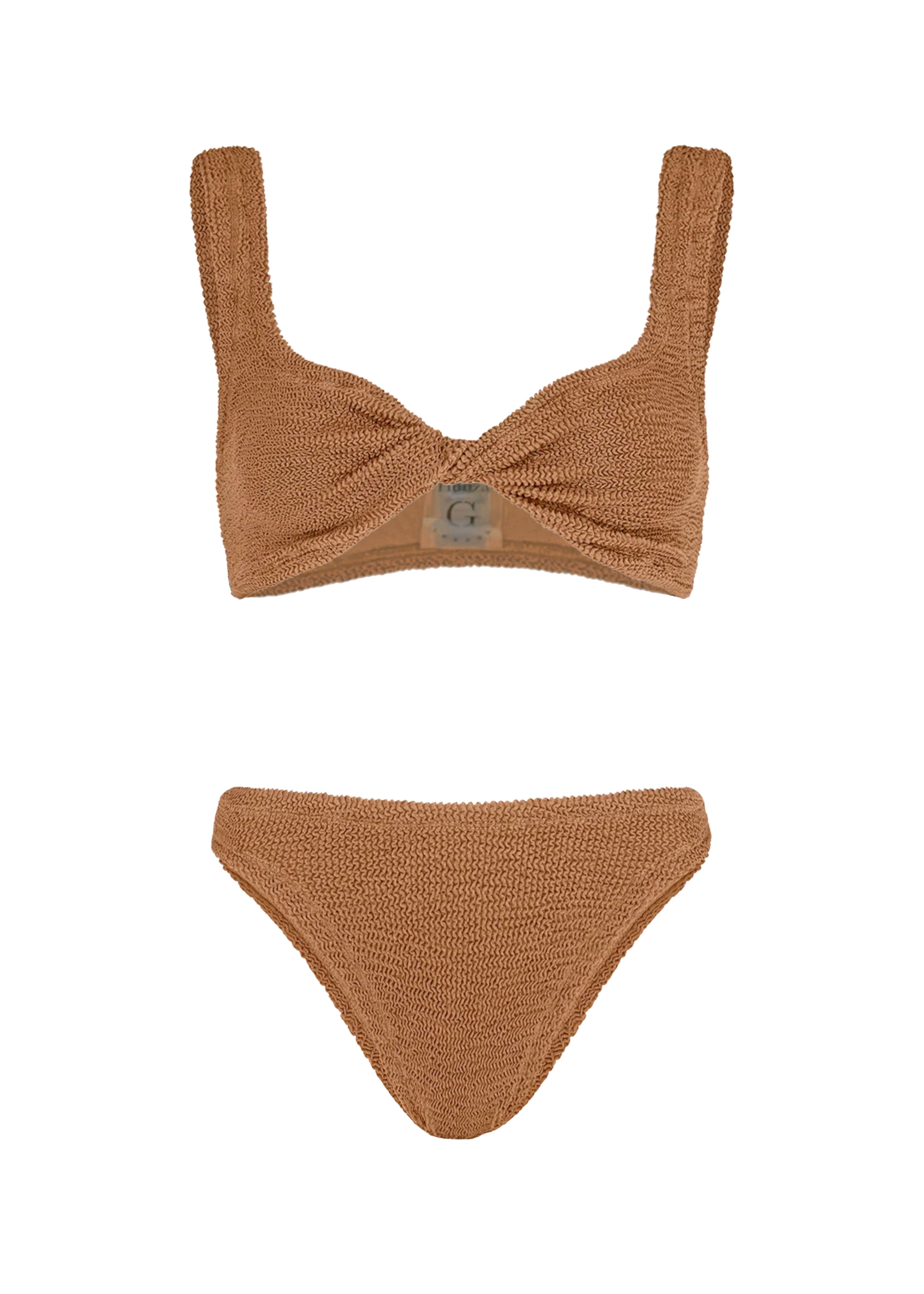 HUNZA G Coverage Juno Bikini Metallic Cocoa