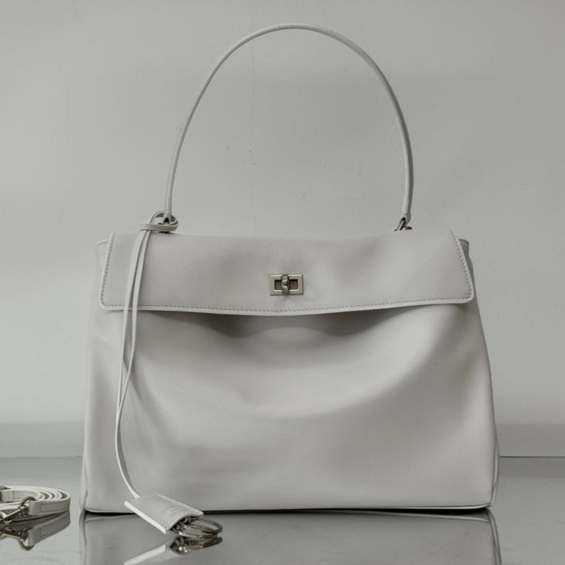 BALENCIAGA BAG RODEO MEDIUM BAG 35 IN WHITE SMOOTH CALFSKIN SILVER HARDWARE