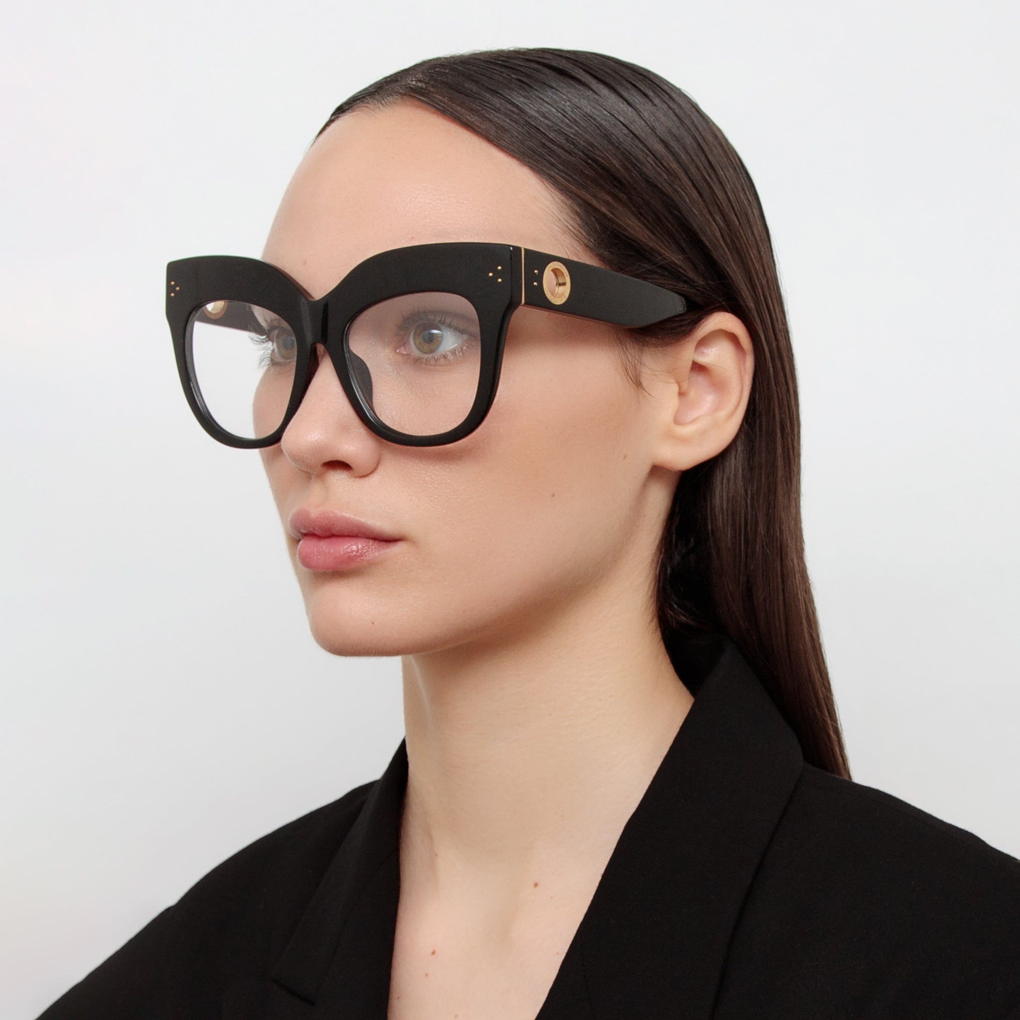 Linda Farrow The Dunaway   Oversized Optical Frame in Black (C14) C1 56