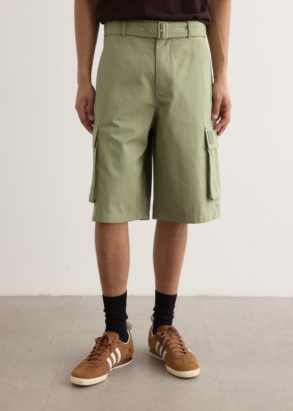 MAISON KITSUNE Belted Cargo Bermuda Shorts