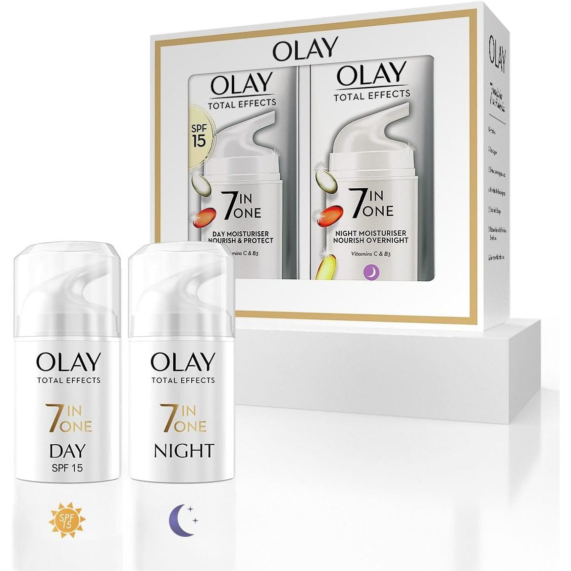 Olay Total Effects Anti Ageing 7in1 Gift Set: Day Cream Moisturiser 37ml, Night Cream Firming Moisturiser 37ml