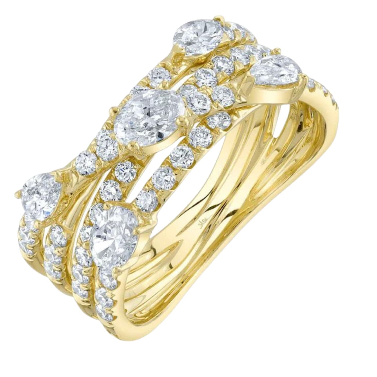 SHY CREATION Colette 14K Yellow Gold Diamond Bridge Ring