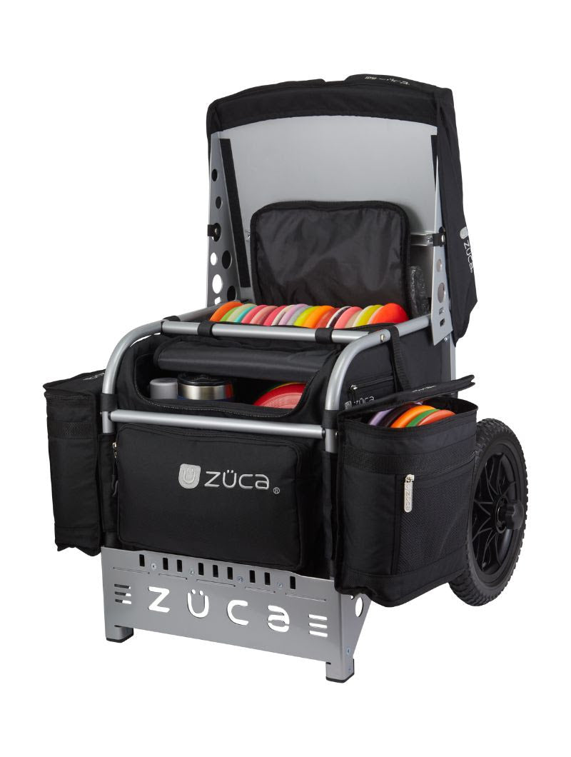 Zuca Arsenal Disc Golf Cart   Silver Frame With Black Insert Bag