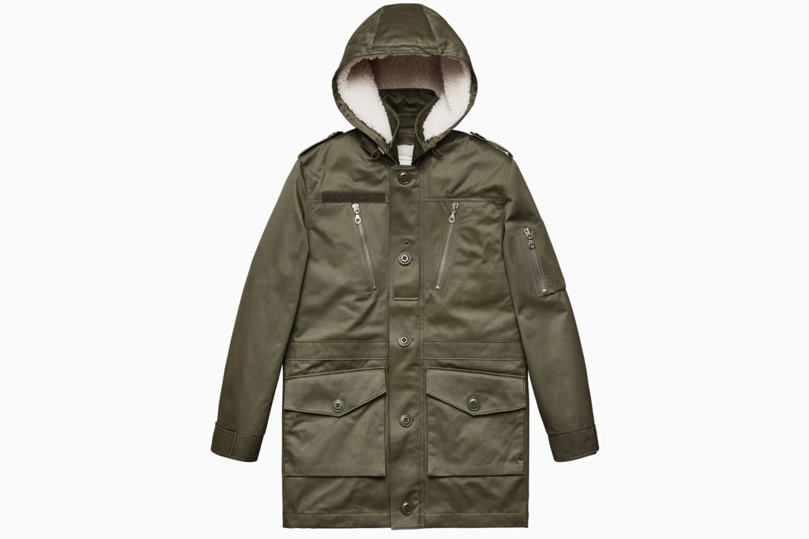ERDEM x H&M Men Pile Lined Cotton Parka Khaki Green Coat Jacket  size M