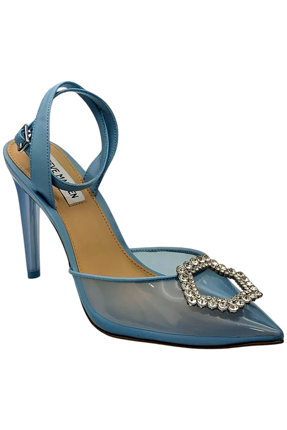 Steve Madden Women's Alessi Ankle Strap Pumps Blue Jewel Buckle