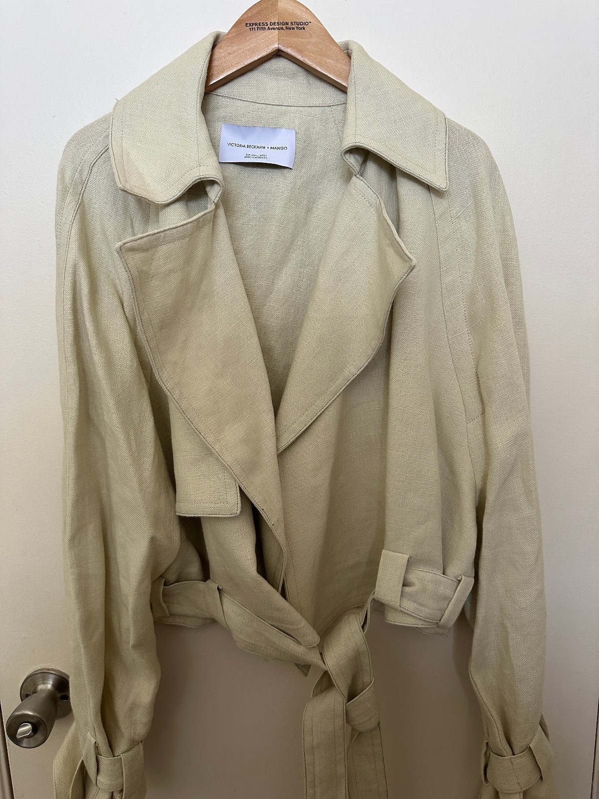MANGO X VICTORIA BECKHAM 100% Linen Cropped Trench Coat   EUR USA L