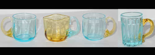 Legras Portieux George Sand Hand Blown Amber & Blue Swirl Molded Cordial Glasses