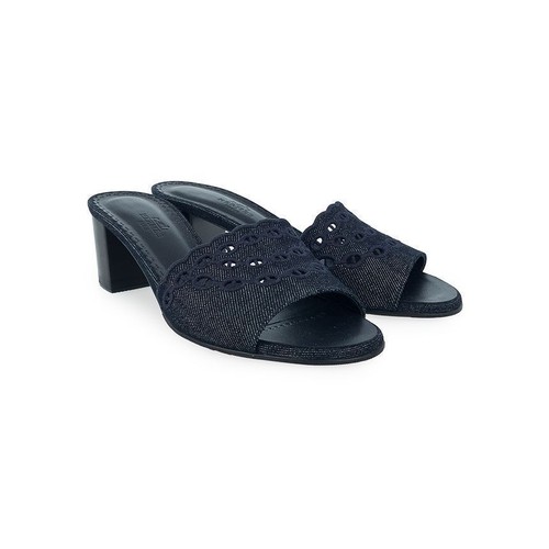 HERMÈS Hermes Gladys 45 Sandali 37 Blu Bruyère Marine 5HA0238 129184534