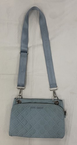 Steve Madden Quilted Java Crossbody Purse Blue Nylon Silver Hardware Adjustable