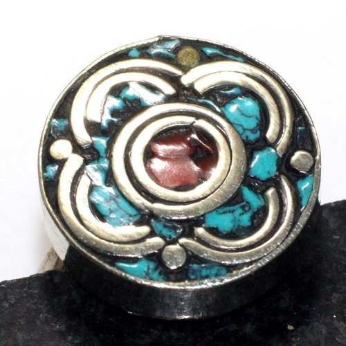 Nepali Tribal Tibetan Turquoise Red Coral Ring Jewelry Size US FreeSize GW