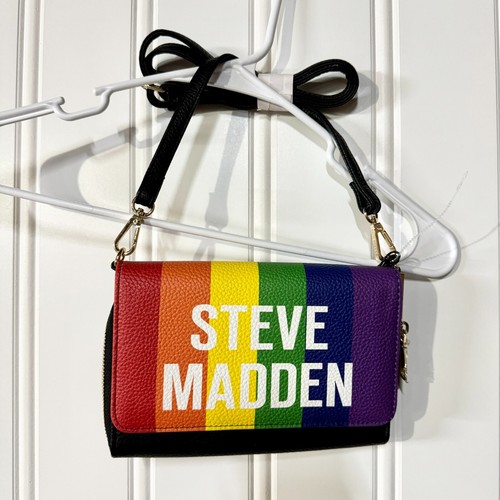 STEVE MADDEN Steve MADEEN Rainbow Blaurie Logo Front Flap Crossbody Purse Women Handbag