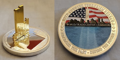 9 11 Gold Silver Coin 3D Stand Up Twin Towers New York City United States Man US