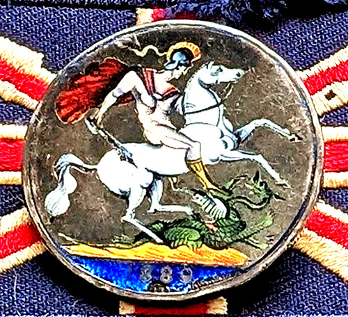 1889 Painted Colour CROWN Solid Silver Antique Coin Old Cash Unusual British QV