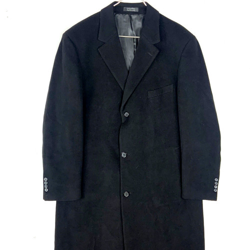 Vintage Lauren Ralph Lauren Wool Top Coat Jacket 44 Black Made Canada