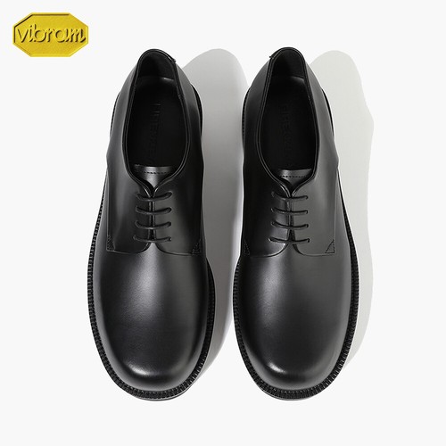BRANDBLACK Firenze Atelier Men's Matte Black Leather Round Toe Derby Shoes W  Vibram Sole