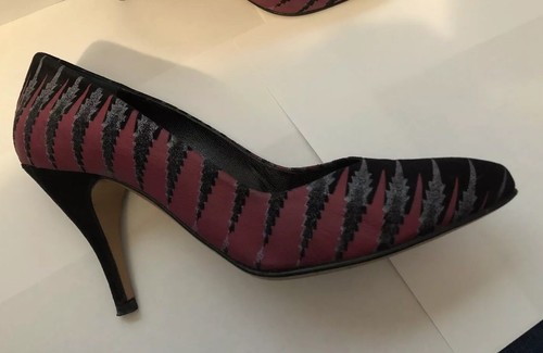 RAYE Portofino High Heels Vintage Shoes 7 Italy Multi Colored Black Base Rare