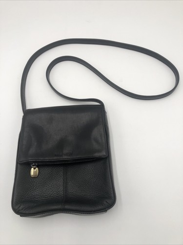 NINE WEST Vintage Black Leather Shoulder Crossbody Bag