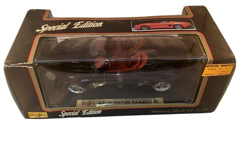 MACH & MACH Maisto Mustang Mach III 1:18 Scale Black Special Edition Diecast Hood Trunk NEW