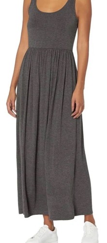 Amazon Essentials Women's Solid Tank Waisted Maxi Dress   Charcoal Heather   L