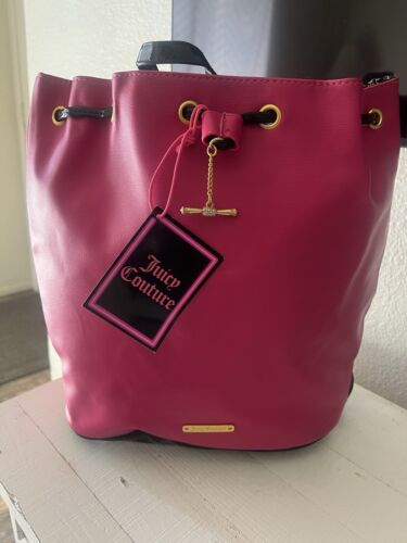 Juicy Couture backpack purse Pink & black NWT Pebbled 14" x 15" x 5"