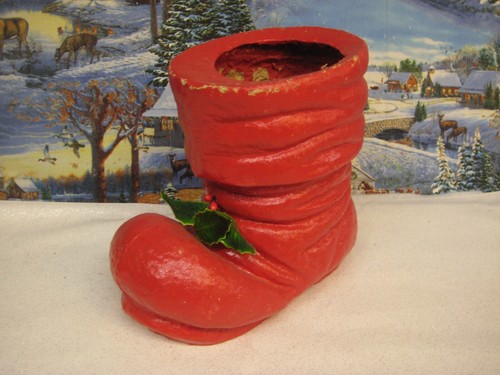 MACH & MACH Vintage Paper Mache Santa Boot Authentic O (095)