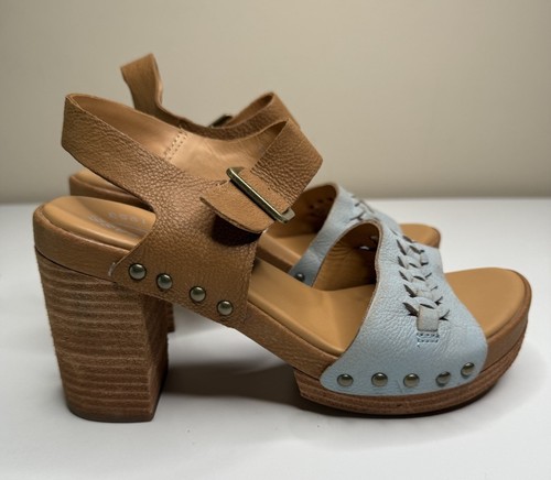 LI NING Kork Ease Pasilla sandalo con tacco donna 8M blu intrecciato fibbia pelle punta aperta