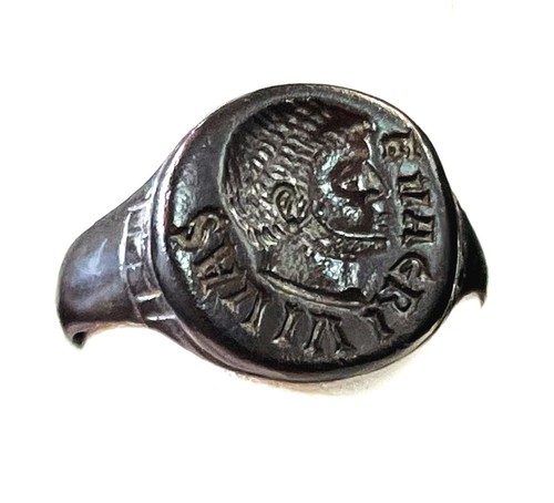 2rd–3rd CENTURY AD ROMAN EVAGRI VIVAS "LONG LIVE" BRONZE SIGNET RING US SIZE 8.5