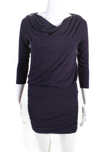 Theory Mini Abito Donna Manica Lunga Increspato Viola Taglia P