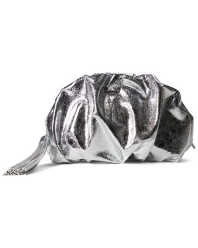 Rebecca Minkoff L120104 Womens Silver Ruched Clutch