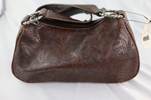 nine west twisters tooled vintage brown handbag
