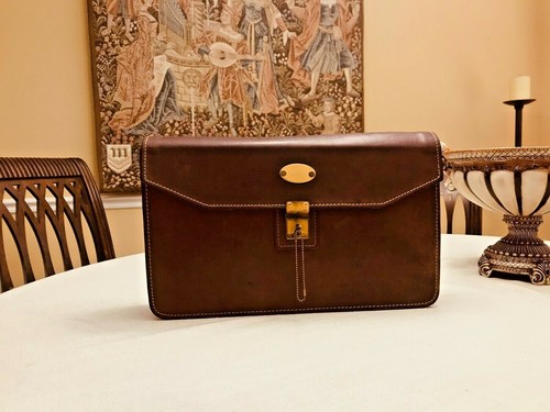 STATE BAGS ATLAS of BOSTON Thick Rustic Brown Leather Briefcase   Attache   Portfolio