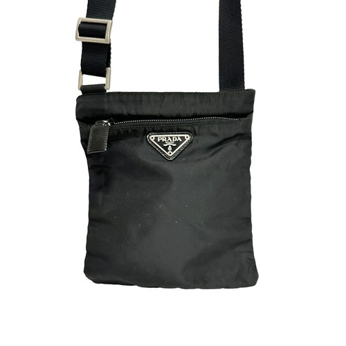 Auth Prada Shoulder Bag Black Nylon 17.5cm x 20cm AB U