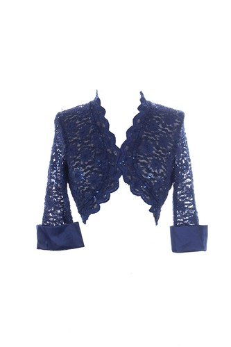 ALEX EVENINGS R M Richards New Navy 3 4 Sleeve Lace Jacket 6 $139