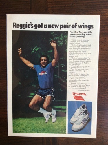 Scarpe da tennis Spalding anni 80 vintage colore originale pubblicità con Reggie Jackson